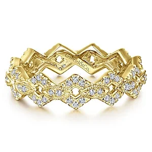 affordable diamond ladies ring-14K Yellow Gold Diamond Fashion Stackable Eternity Band