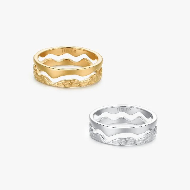 trendy cocktail ladies ring-Dueling Mountains Ring (Unisex)