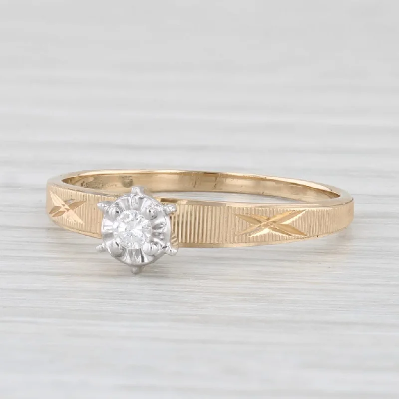 vintage-style engagement ring-Round Diamond Solitaire Ring 14k Yellow Gold Size 6.5 Engagement