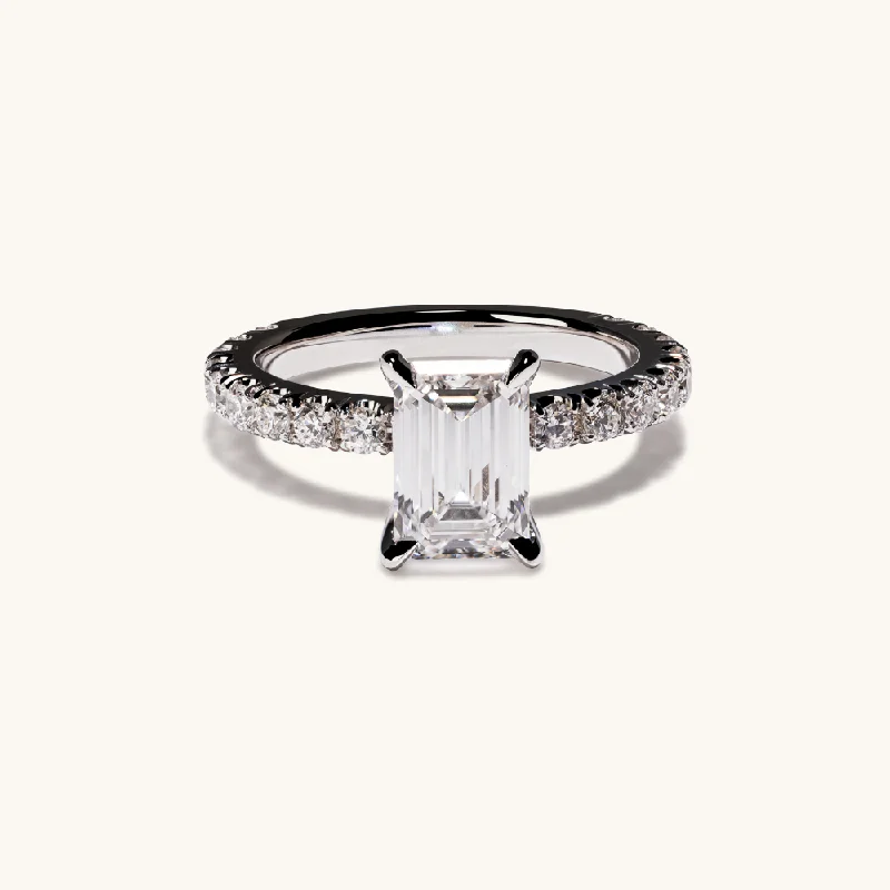 modern bezel-set engagement ring-1.58 Emerald Lab Diamond Engagement Ring