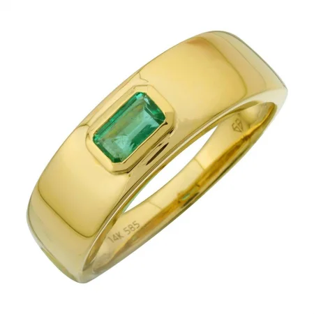 moonstone ladies ring-14k Yellow Gold Emerald Ring