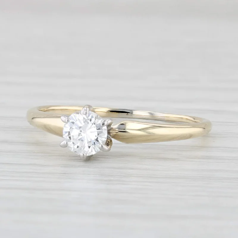 oval cut engagement ring-0.34ct VS2 Round Diamond Solitaire Engagement Ring 14k Gold Size 6.5