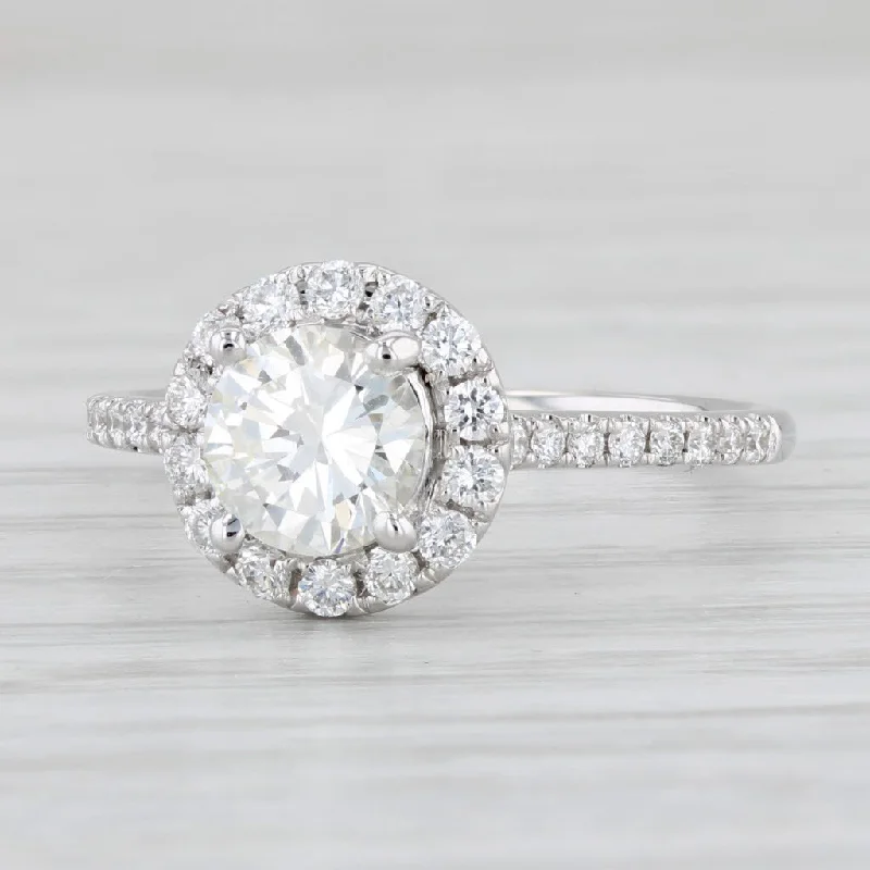 floral vintage-inspired ring-New 1.24ctw Round Diamond Halo Engagement Ring 14k White Gold GIA Size 6.75