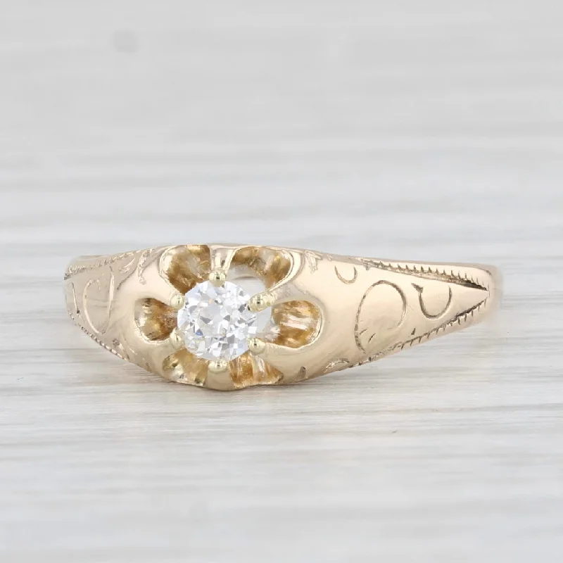 unique cut engagement ring-Antique 0.14ct Diamond Solitaire Ring 14k Yellow Gold Size 6.5 Engagement