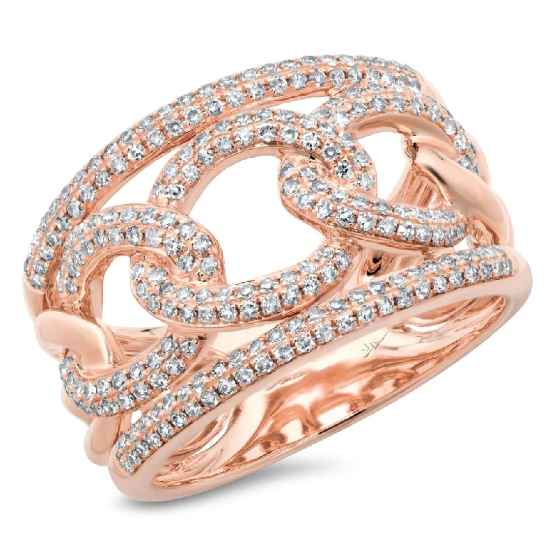 dainty ladies ring-14K Rose Gold Pave Diamond Link Ring