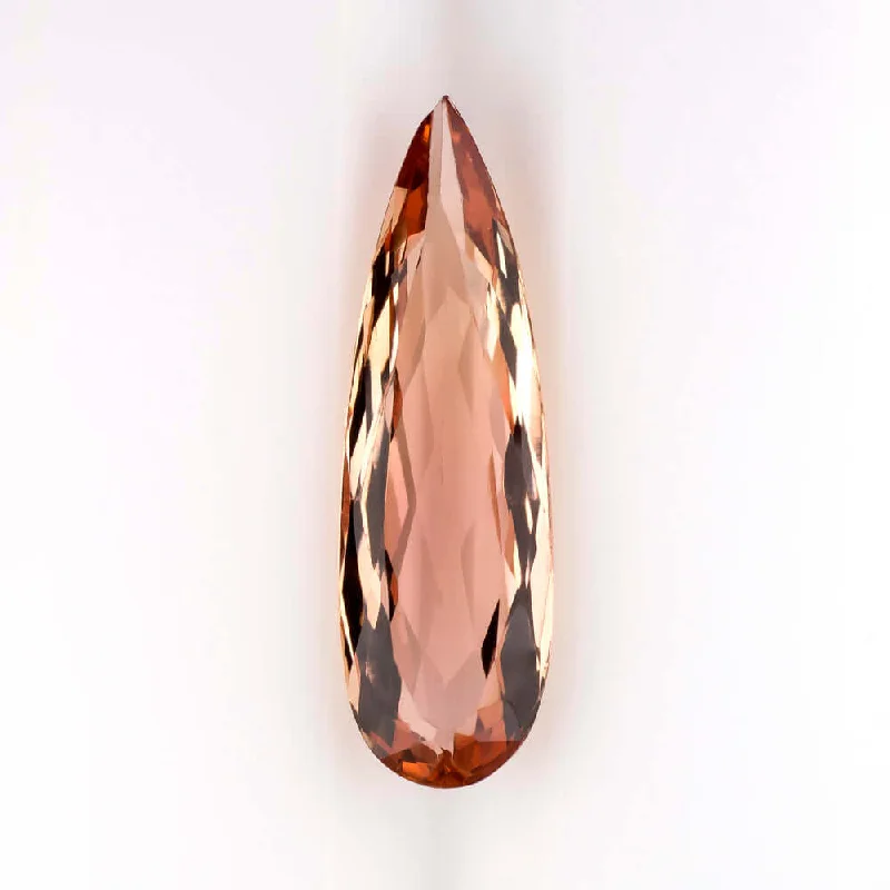 stacked ladies necklace-2.40ct IMPERIAL TOPAZ 17mm LONG DROP PENDANT PEAR SHAPE NECKLACE ORANGE DANGLE