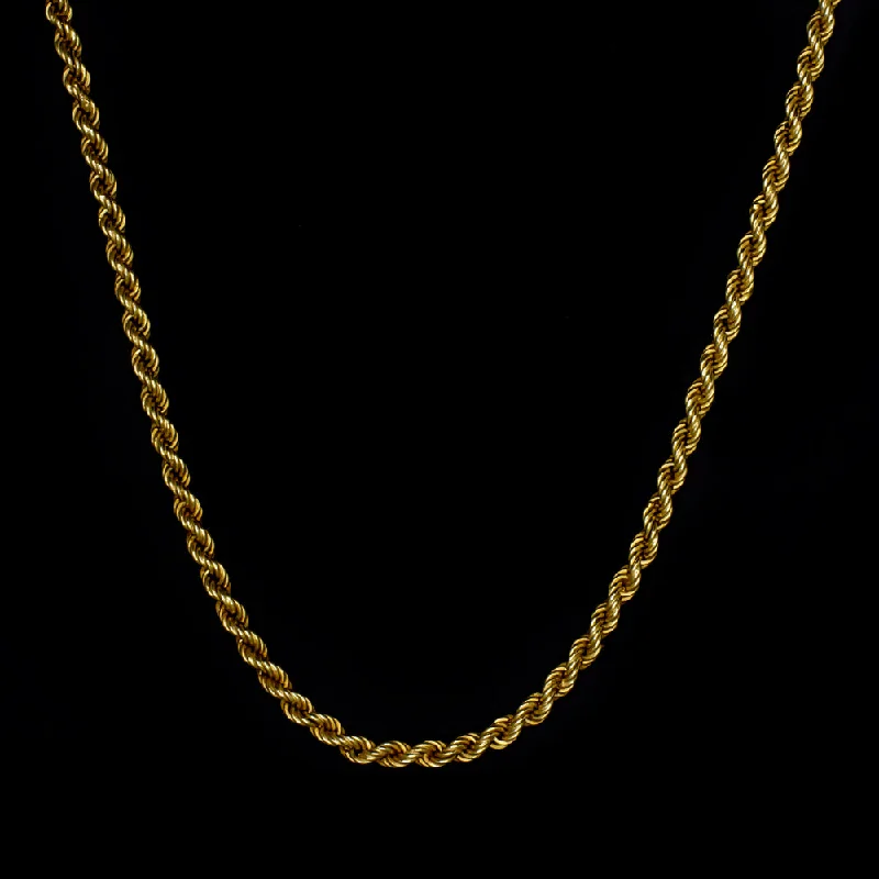 love heart ladies necklace-VINTAGE SOLID 14K YELLOW GOLD ROPE CHAIN NECKLACE 2.2mm 28 INCH 13gm MENS LADIES