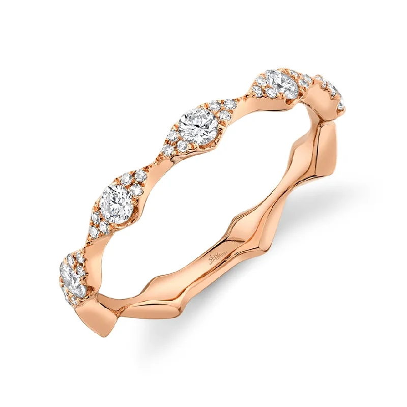 anniversary ladies ring-14K Rose Gold Diamond Free Form Band