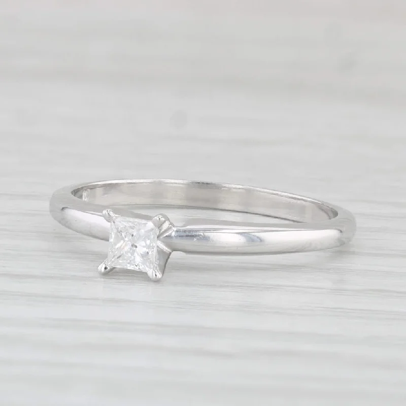 yellow gold engagement ring-0.25ctw Princess Solitaire Engagement Ring 10k White Gold Size 6.75