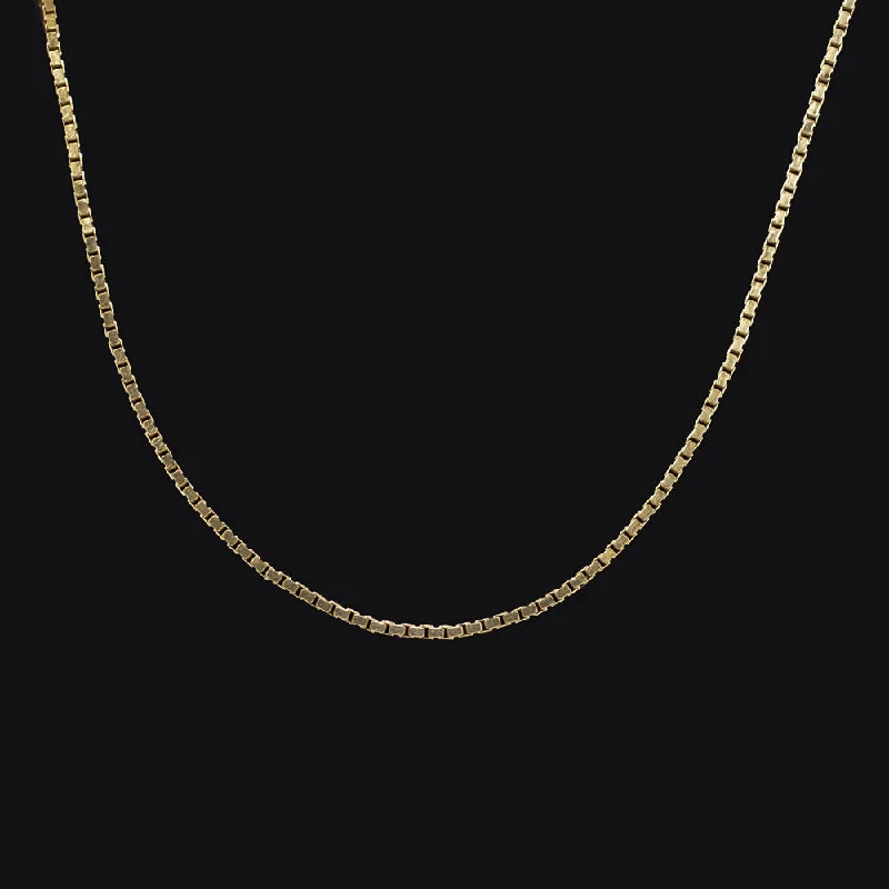 lucky charm ladies necklace-SOLID 14k YELLOW GOLD BOX CHAIN 18 INCHES 0.8m NECKLACE CLASSIC THIN MENS LADIES