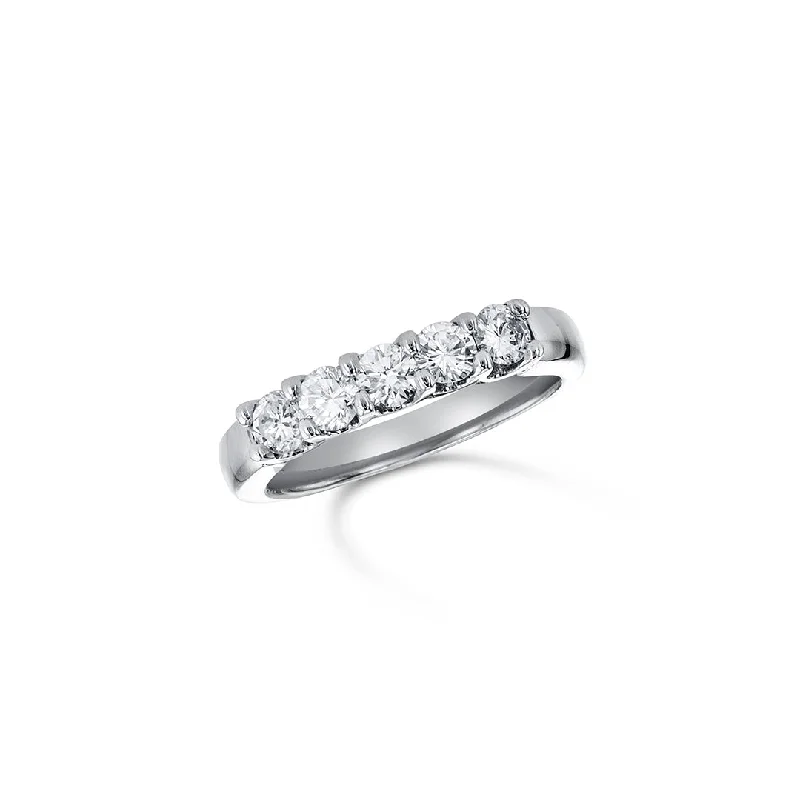 delicate ladies ring-0.75 CT Round Diamond Prong Set 14K White Gold Band