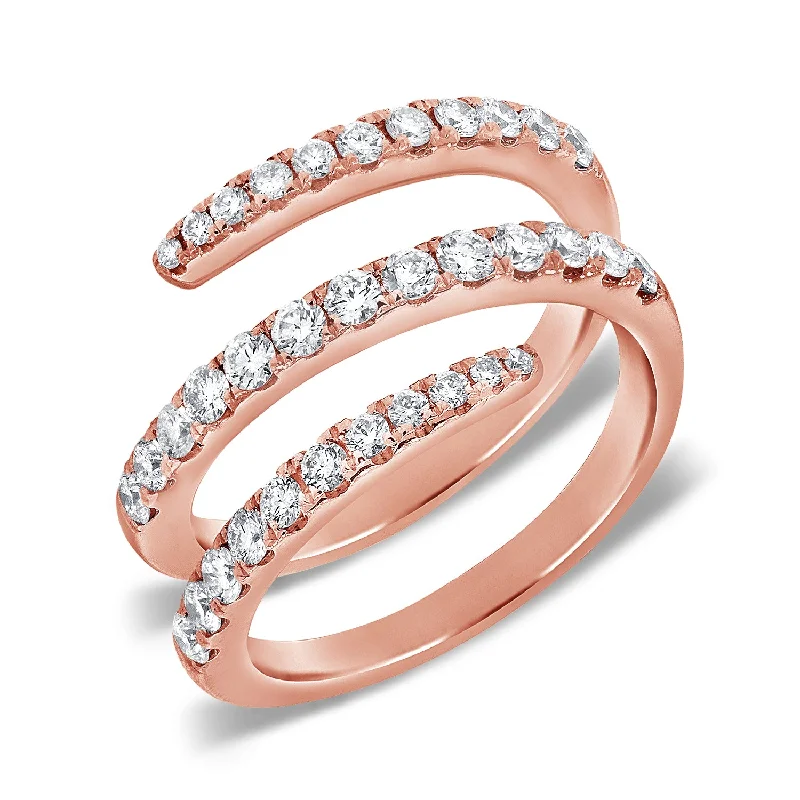 adjustable ladies ring-14K Rose Gold Diamond Swirl Ring