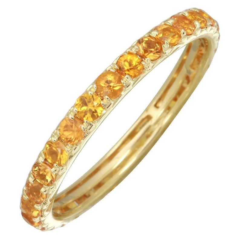 bohemian ladies ring-14K Yellow Gold Orange Sapphire Eternity Band