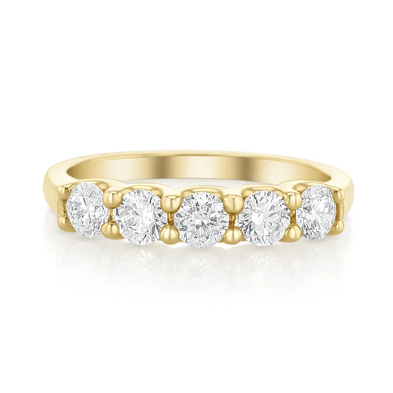 custom-made ladies ring-0.75 Carat Natural Diamond Band in 14K Yellow Gold