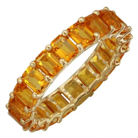 mother’s ring for ladies-14K Yellow Gold Citrine Gemstone Eternity Ring