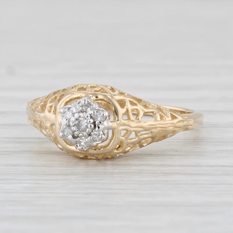 promise engagement ring-Diamond Cluster Engagement Ring 10k Yellow Gold Size 6.5