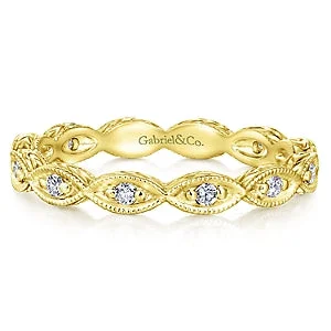 marquise cut ladies ring-14K Yellow Gold Diamond Eternity Stackable Band