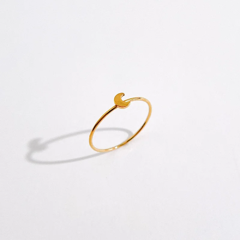 delicate ladies ring-Dainty Moon Ring in Gold