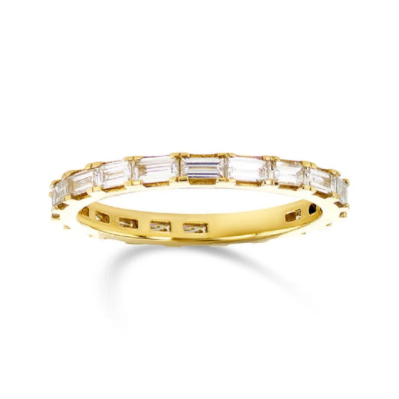 engraved ladies ring-1.00 Cttw Baguette Diamond East-West 14K Yellow Gold Eternity Band