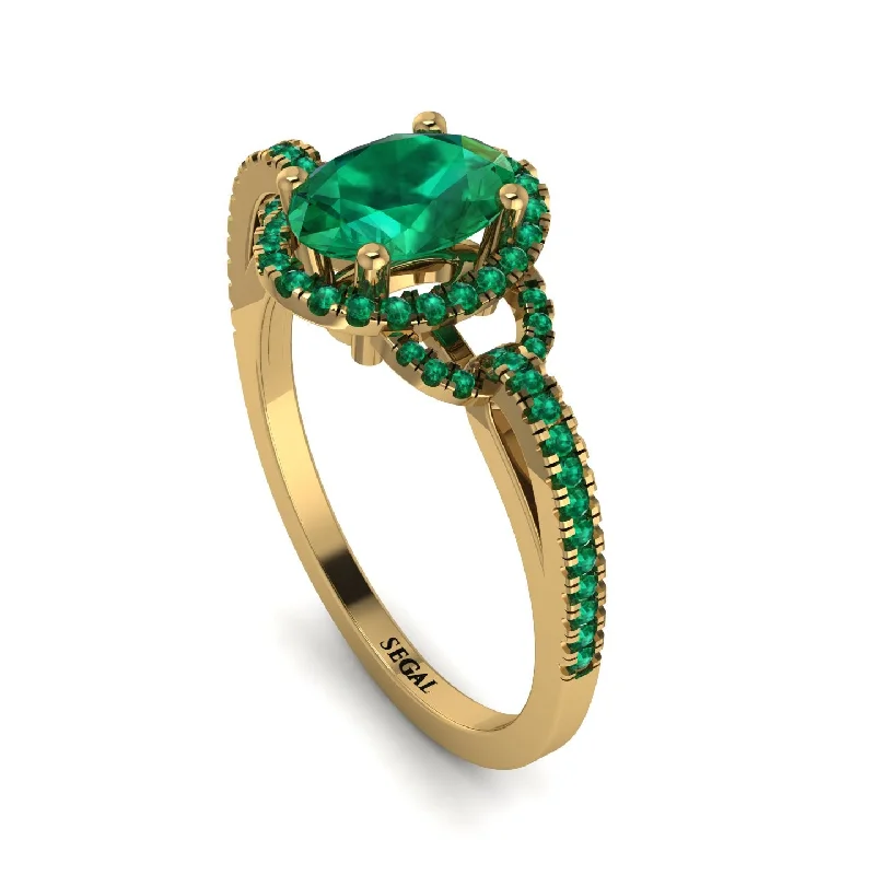 asymmetrical engagement ring-Timeless Beauty Oval Emerald Engagement Ring - Judy No. 19