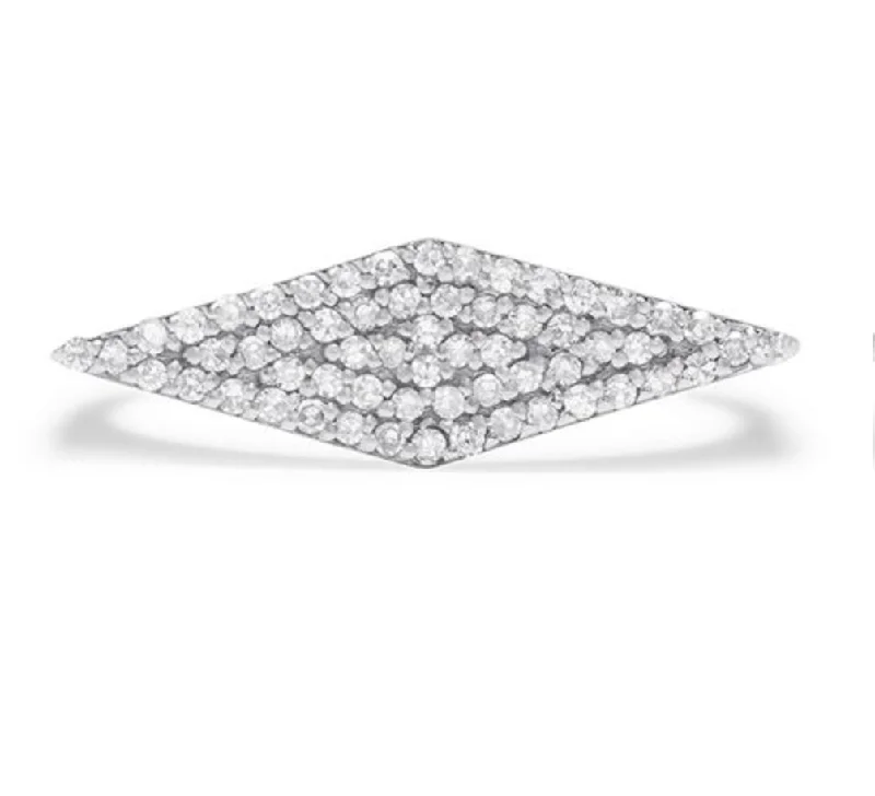 contemporary ladies ring-14K White Gold Diamond Shaped Ring