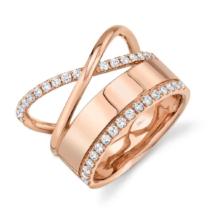 oversized ladies ring-14K Rose Gold Diamond Polished Crossover Ring