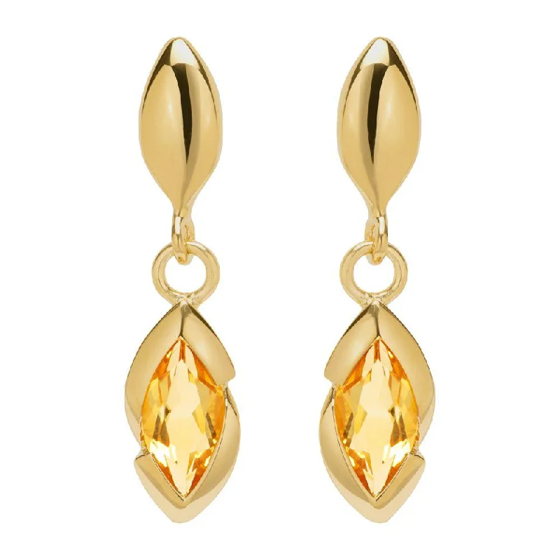 small diamond hoop earrings-Unique & Co Marquis Citrine Drop Earrings