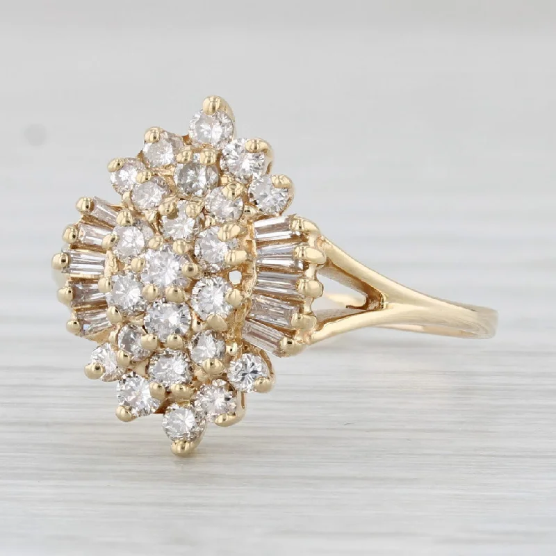 budget-friendly engagement ring-0.79ctw Diamond Cluster Ring 14k Yellow Gold Size 9.25 Engagement