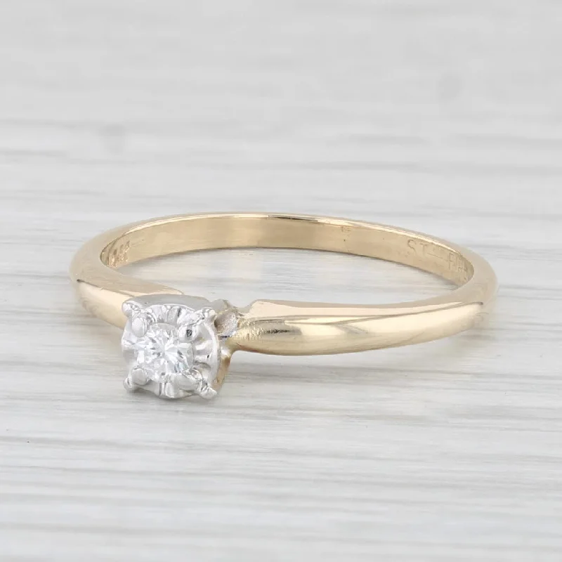 three-stone engagement ring-Round Diamond Solitaire Engagement Ring 14k Yellow Gold Size 6.5