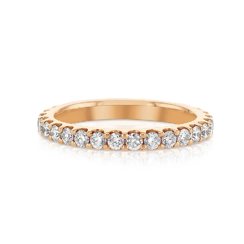 affordable ladies ring-1.02 Cttw Round Diamond 14K Rose Gold Eternity Band