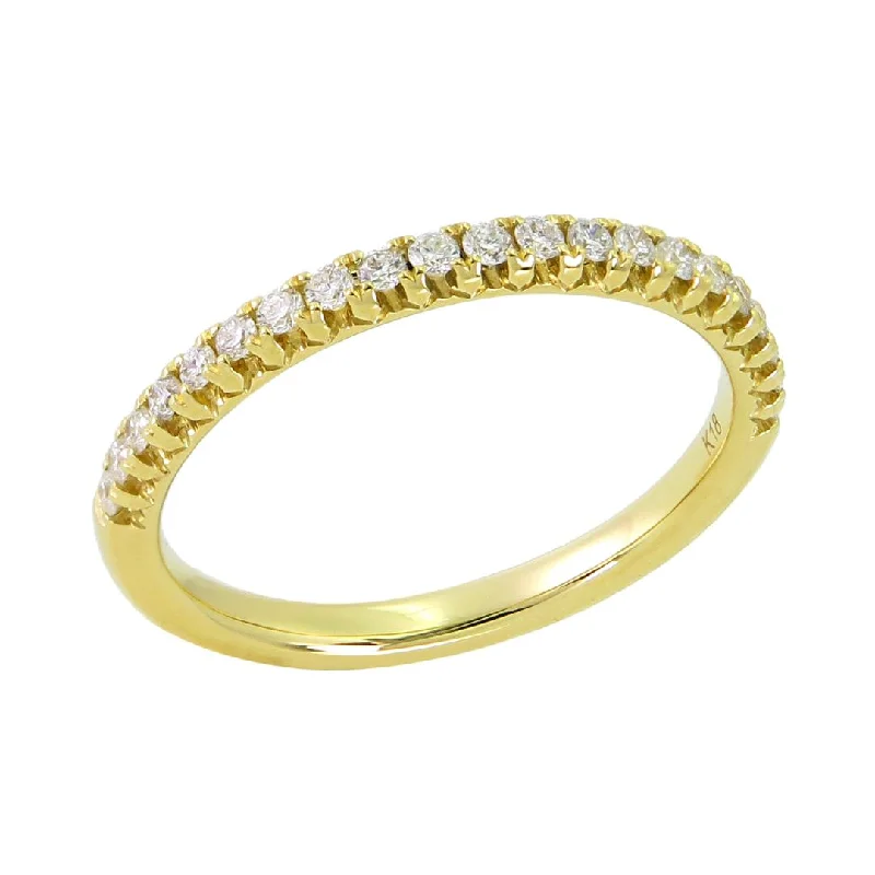 ladies ring with initials-0.24 Carats Natural Diamonds Halfway Wedding Band in 18K Yellow Gold