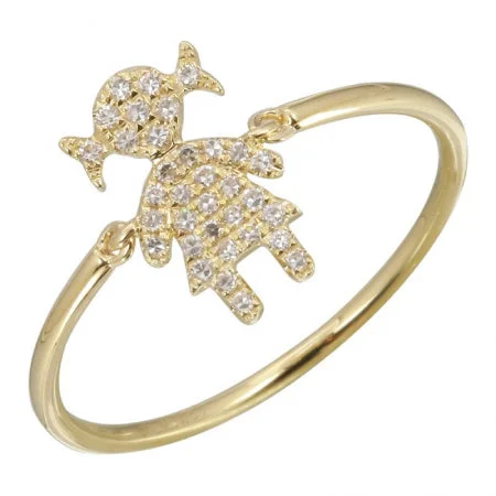 gold ladies ring-14k Yellow Gold Girl Diamond Ring