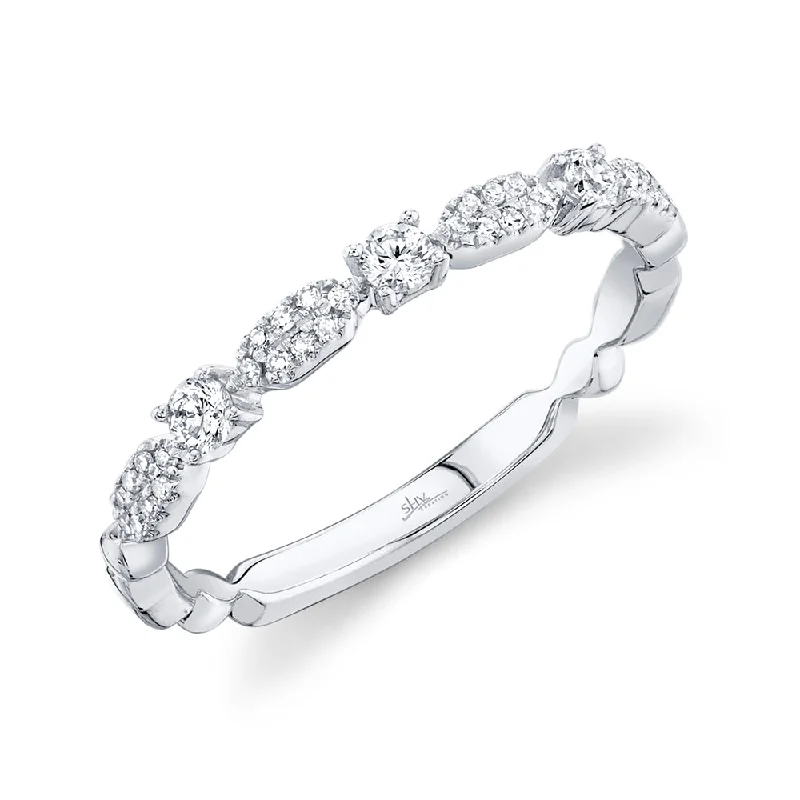 bold statement ladies ring-14K White Gold Diamond Stackable Ring