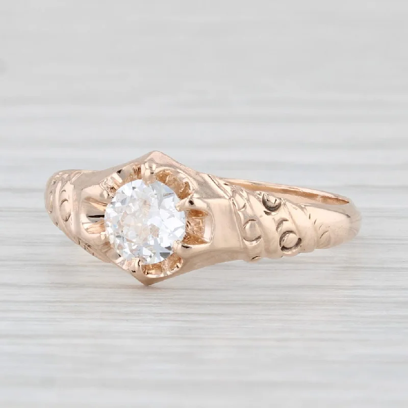 engagement ring with side stones-Antique 0.40ct VS2 Old European Cut Solitaire Engagement Ring 10k Gold Size 8.25