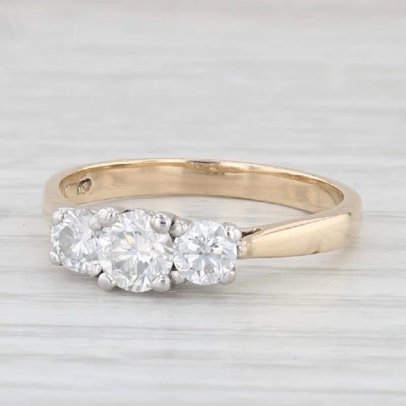 high-end engagement ring-1.06ctw Oval 3-Stone Diamond Engagement Ring 14k Yellow Gold Size 7.25