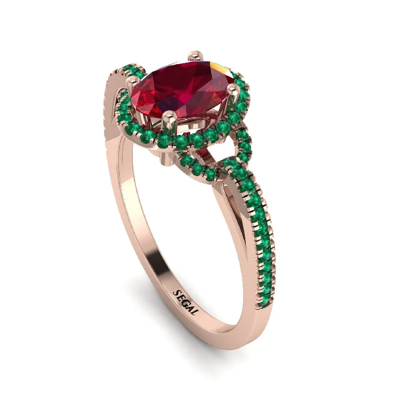 multi-stone engagement ring-Timeless Beauty Oval Ruby Engagement Ring - Judy No. 26