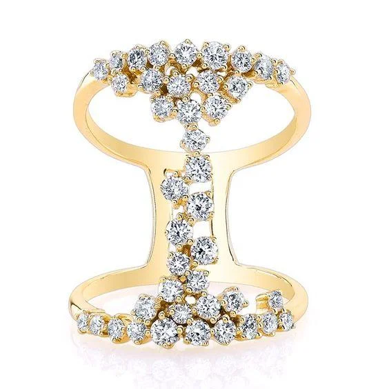 delicate gold ladies ring-14K Yellow Gold Floating Diamond Ring