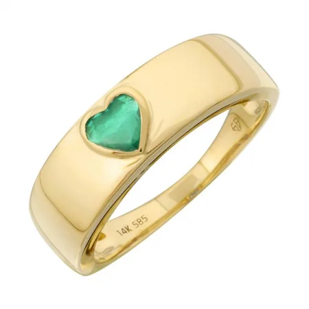 topaz ladies ring-14k Yellow Gold Heart Emerald Ring