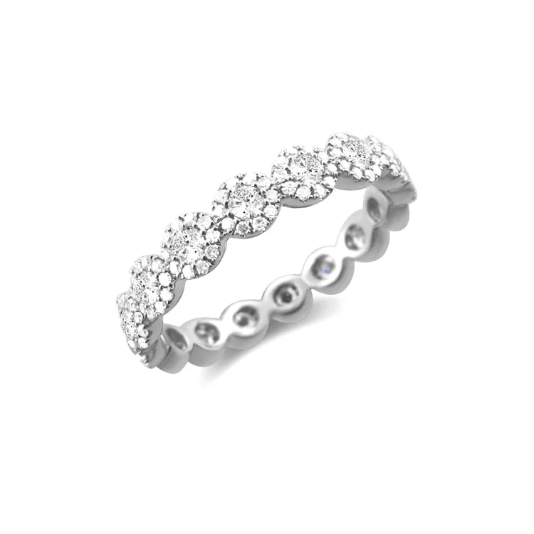 small ladies ring-14K White Gold Diamond Halo Eternity Ring