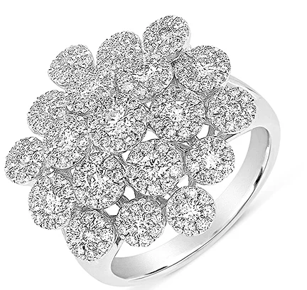 cubic zirconia engagement ring-14K White Gold Diamond Cluster Flower Ring