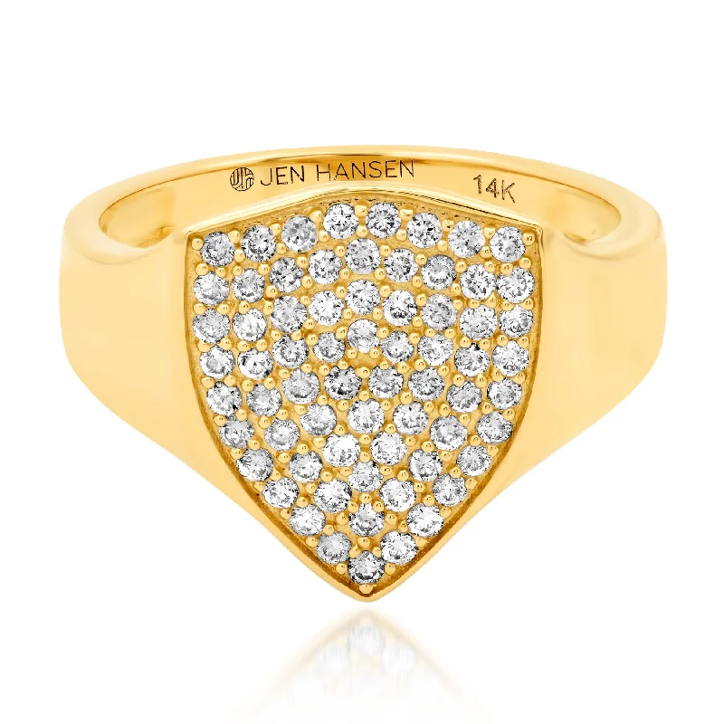 ladies graduation ring-SHIELD OF HONOR DIAMOND RING, 14kt GOLD