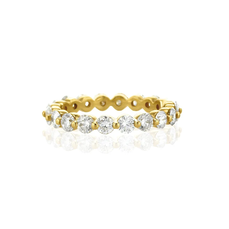 minimalist ladies ring-2.12 Cttw Round Diamond 14K Yellow Gold Floating Prong Eternity Band