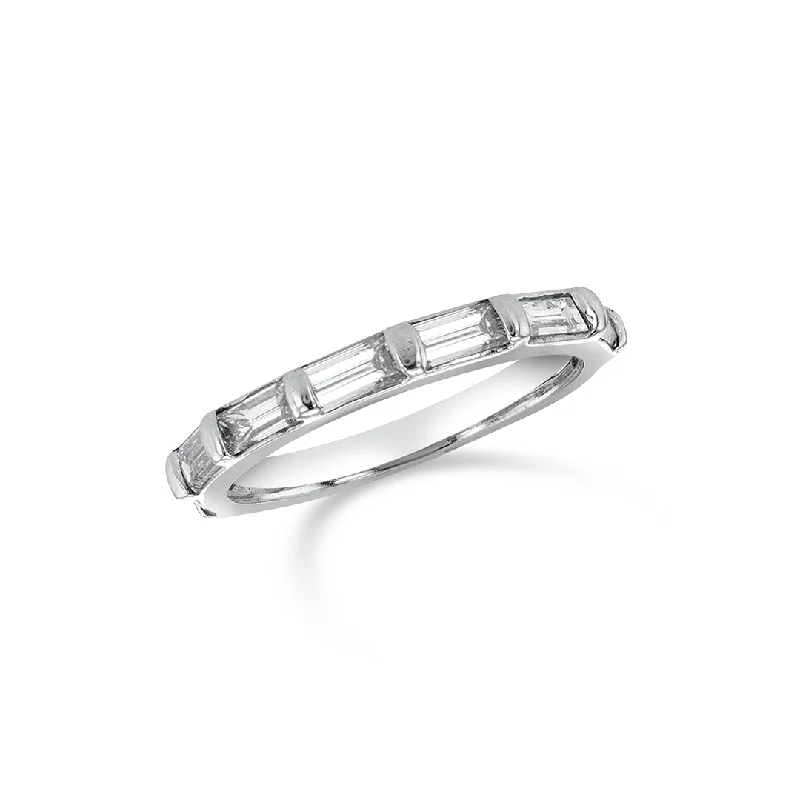 ladies engagement ring-1.14 CT Baguette Diamond 14K White Gold Band