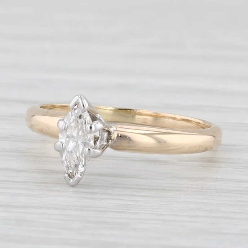 elegant three-band engagement ring-0.25ctw Marquise Diamond Solitaire Engagement Ring 14k Yellow Gold Size 4.75