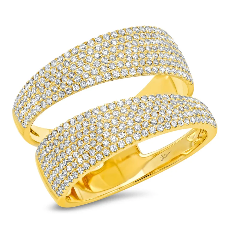 titanium ladies ring-14K Yellow Gold Pave Diamond Split Ring