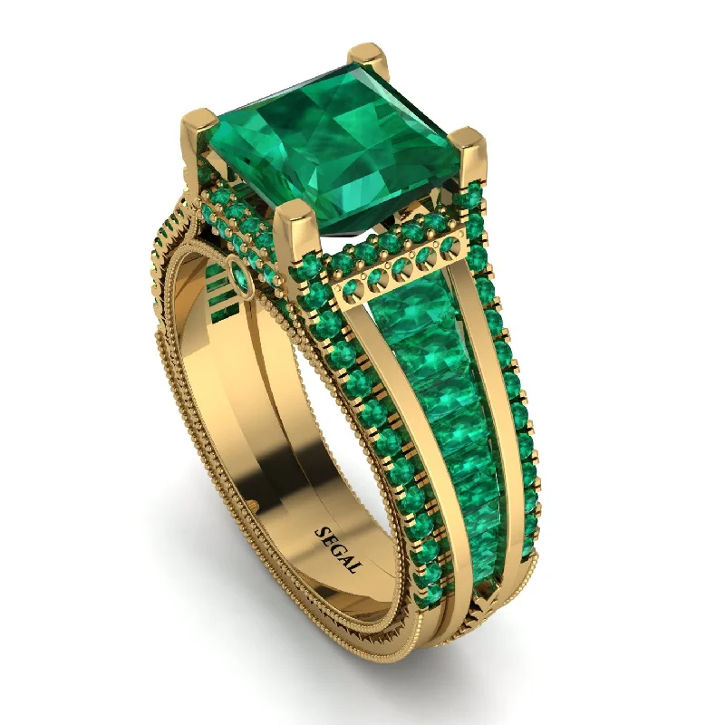 oval cut engagement ring-Princess Geometric Emerald Engagement Ring - Marilyn No. 19