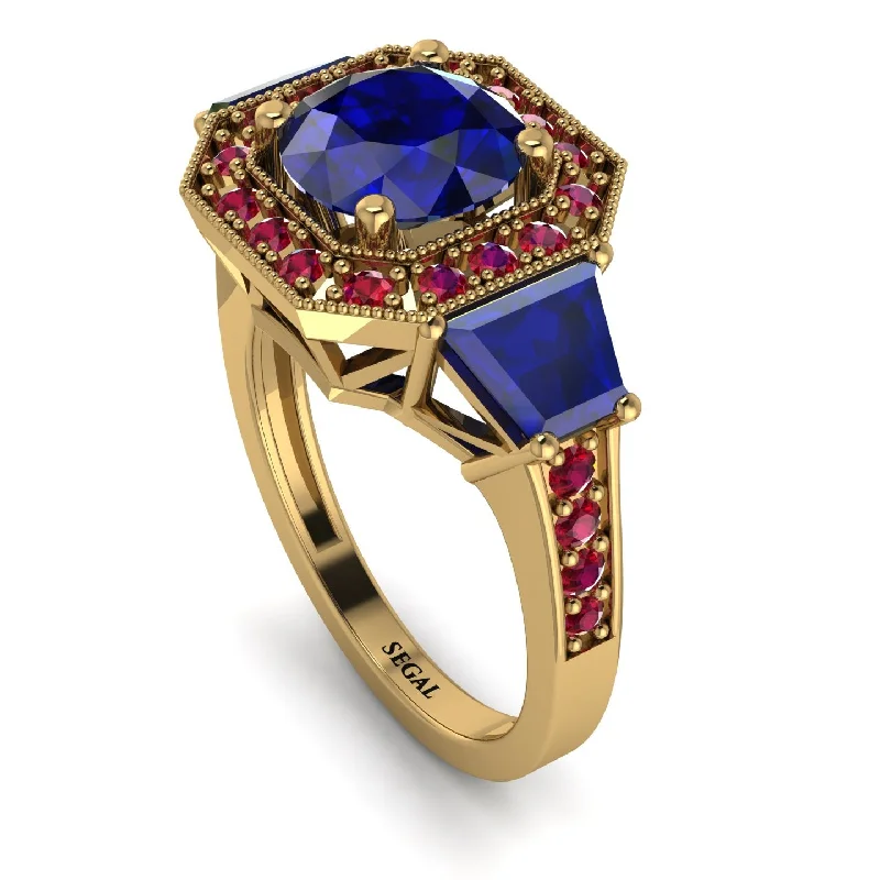 delicate band sapphire ring-Modern Halo Princess Cut Sapphire Stone Engagement Ring - Doris No. 58