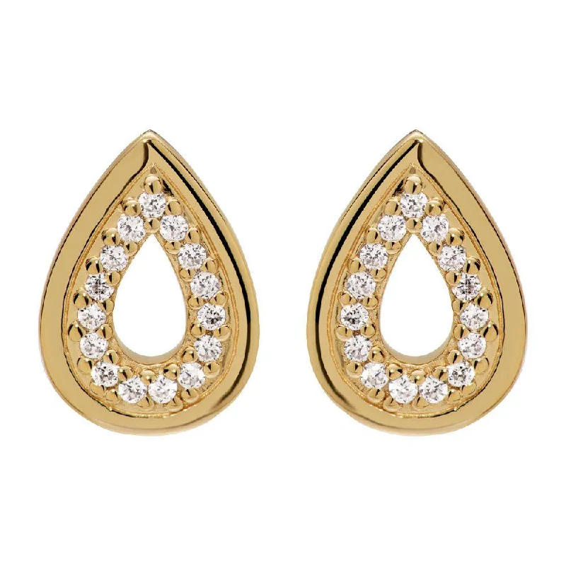 rock style earrings-Unique & Co Gold Cubic Zirconia Teardrop Earrings