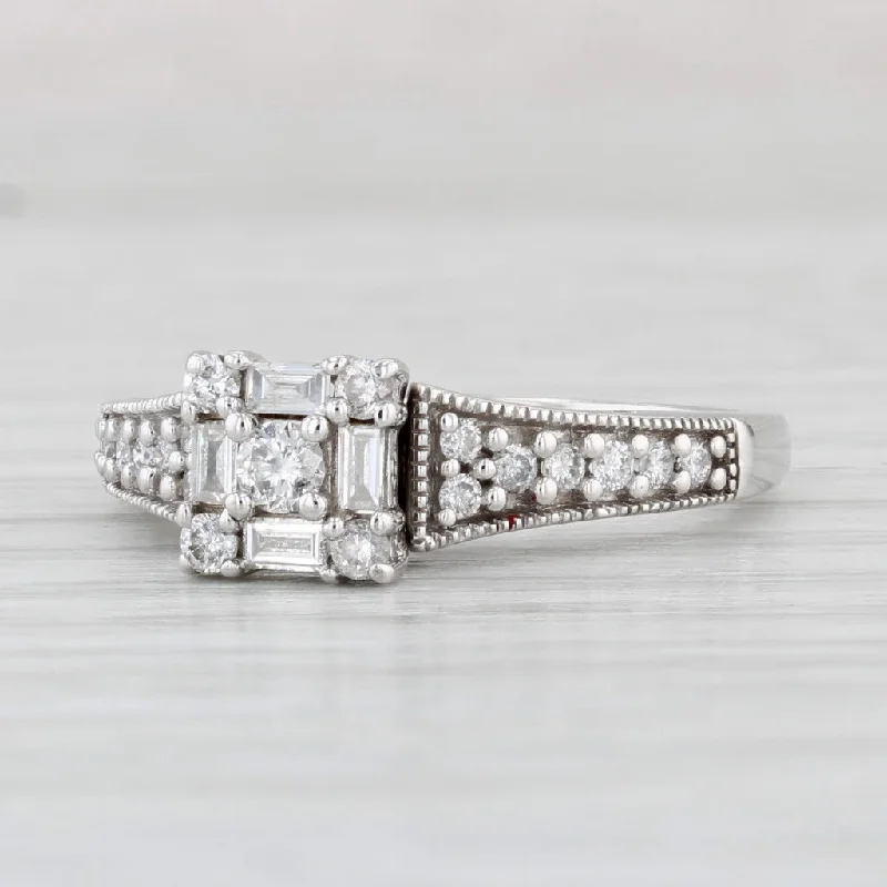 celestial-themed engagement ring-0.49ctw Diamond Engagement Ring 14k White Gold Size 7 Vintage Keepsake