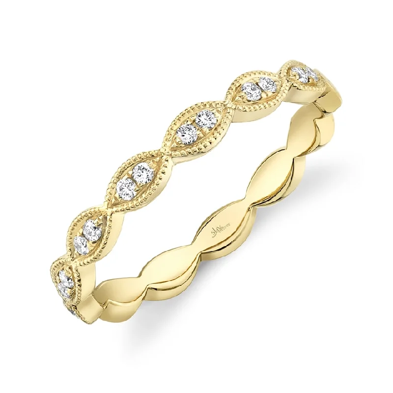 baguette cut ladies ring-14K Yellow Gold Diamond Marquise Shape Band